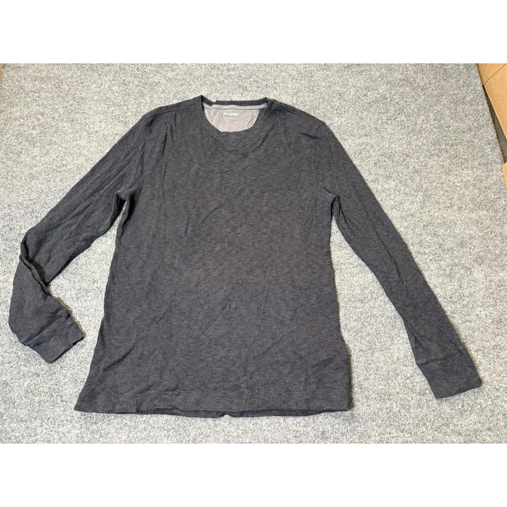 Banana Republic Shirt Mens L Blue Long Sleeve Thermal Waffle Knit Crew Neck